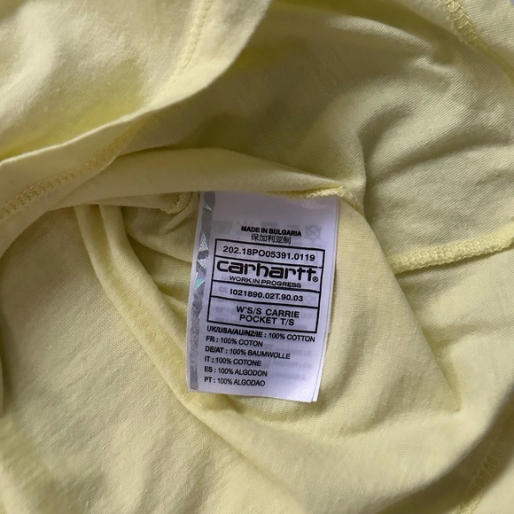 Carhartt WIP Women’s Yellow Pocket T-Shirt - Picture 8 of 9